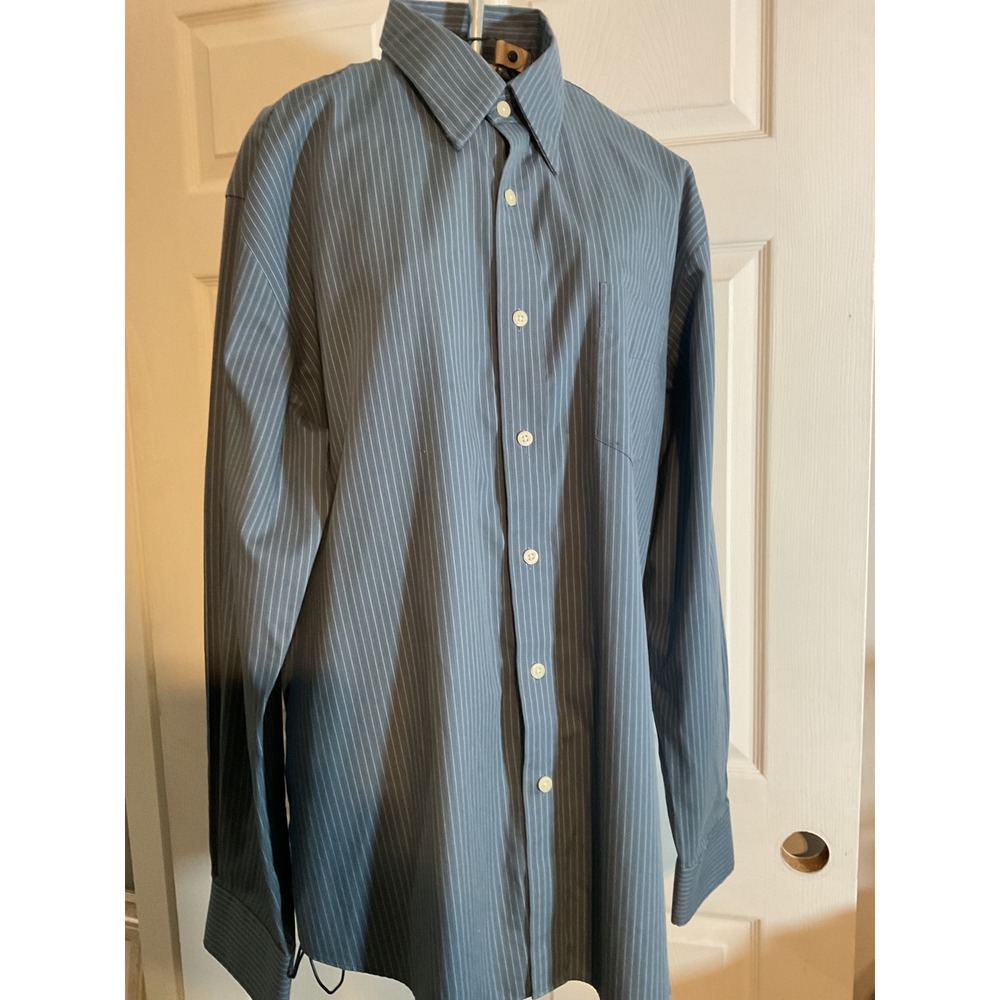 Dockers Mens Blue Pinstripe Button Down Dress Shirt L 16 16.5